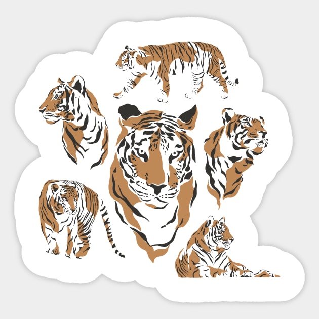 Minimalist Tigers Sticker by Pocketful of Prosey